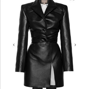 Two piece eco leather mini dress Built in waist ties  multiple stylin leather